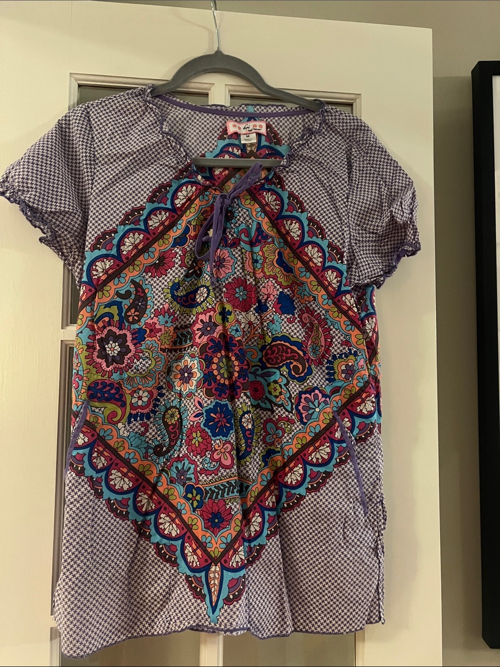 Koi Vibrant Multi-Color Paisley Scrub Top